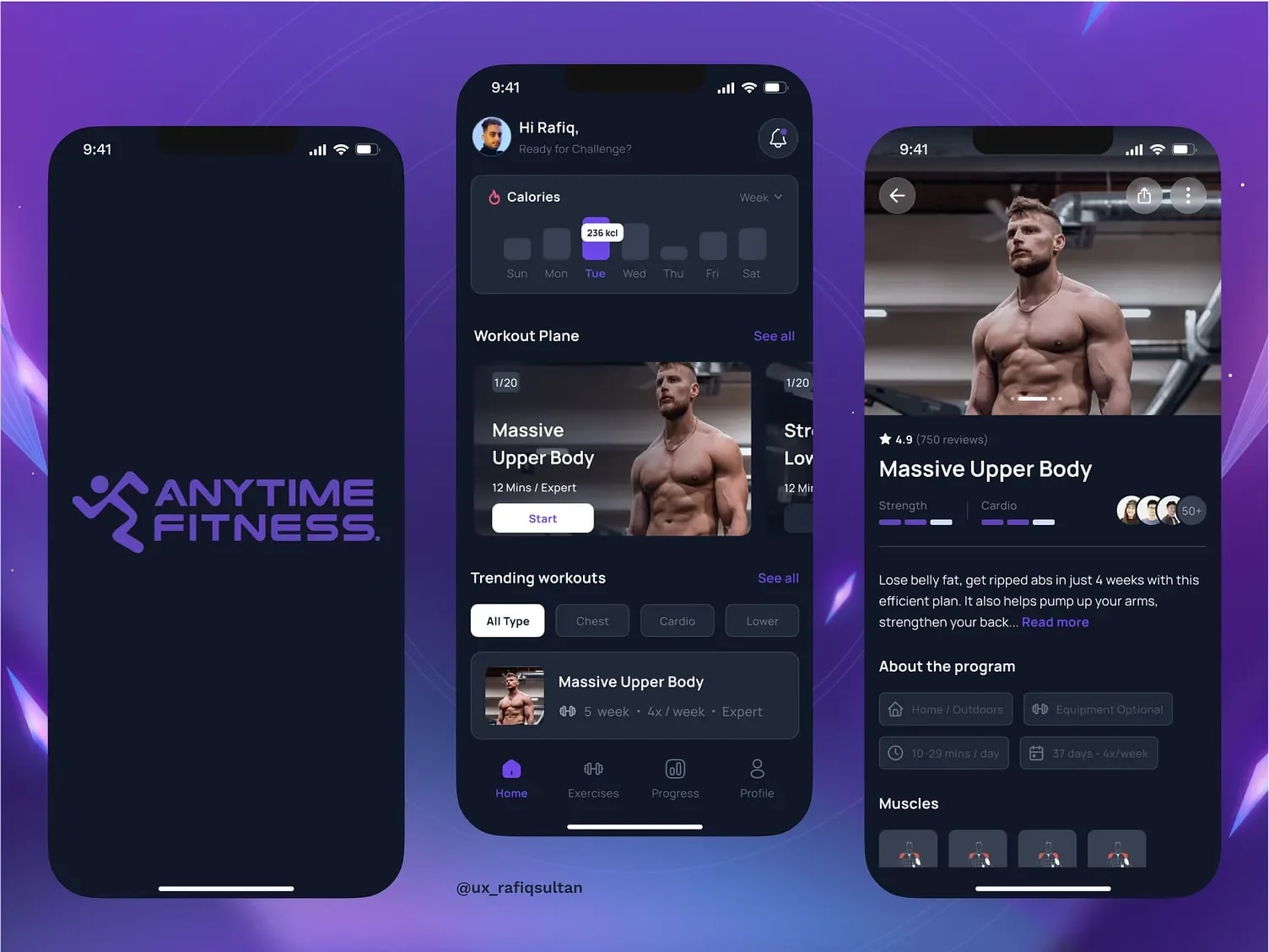 Any Time Fitness App UI UX — showcase