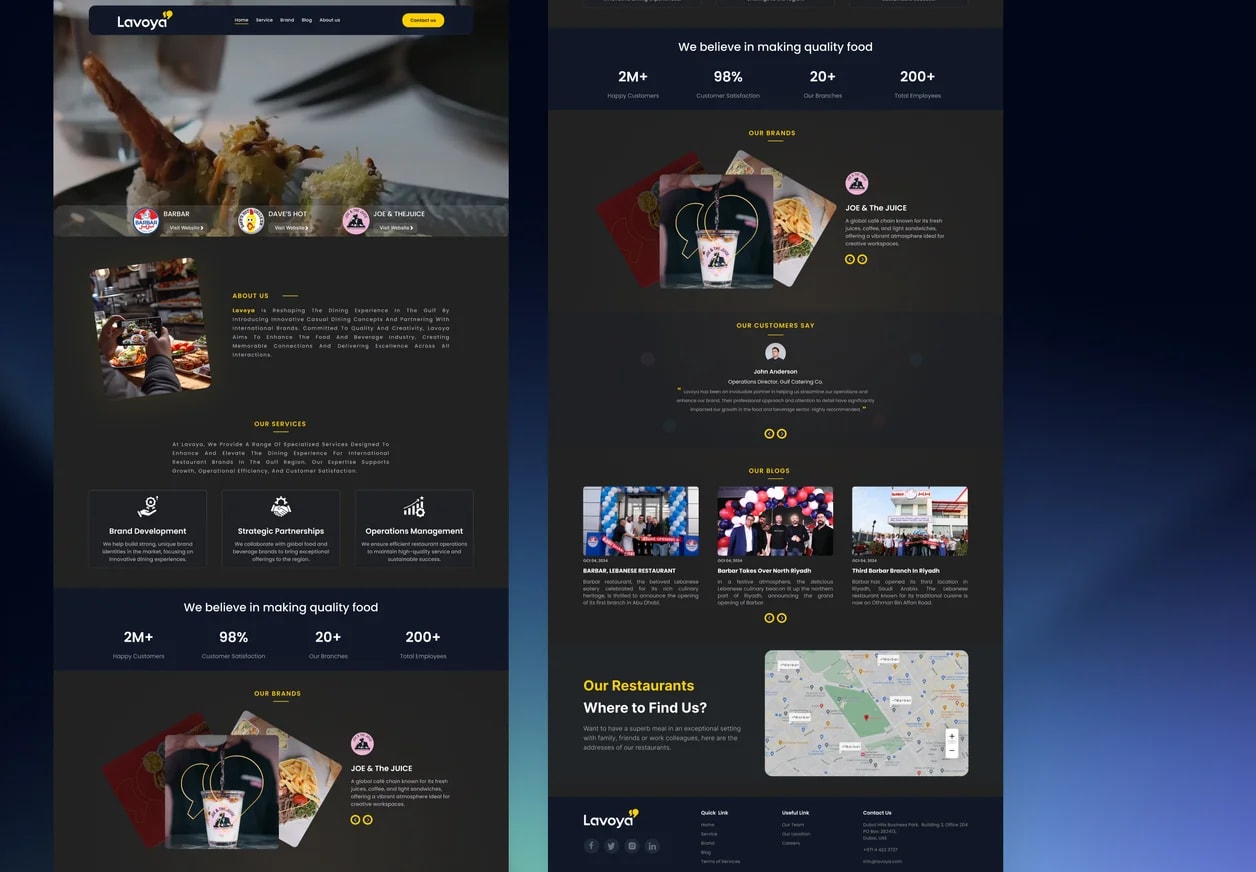 Lavoya Brand Restaurants UX Design — showcase